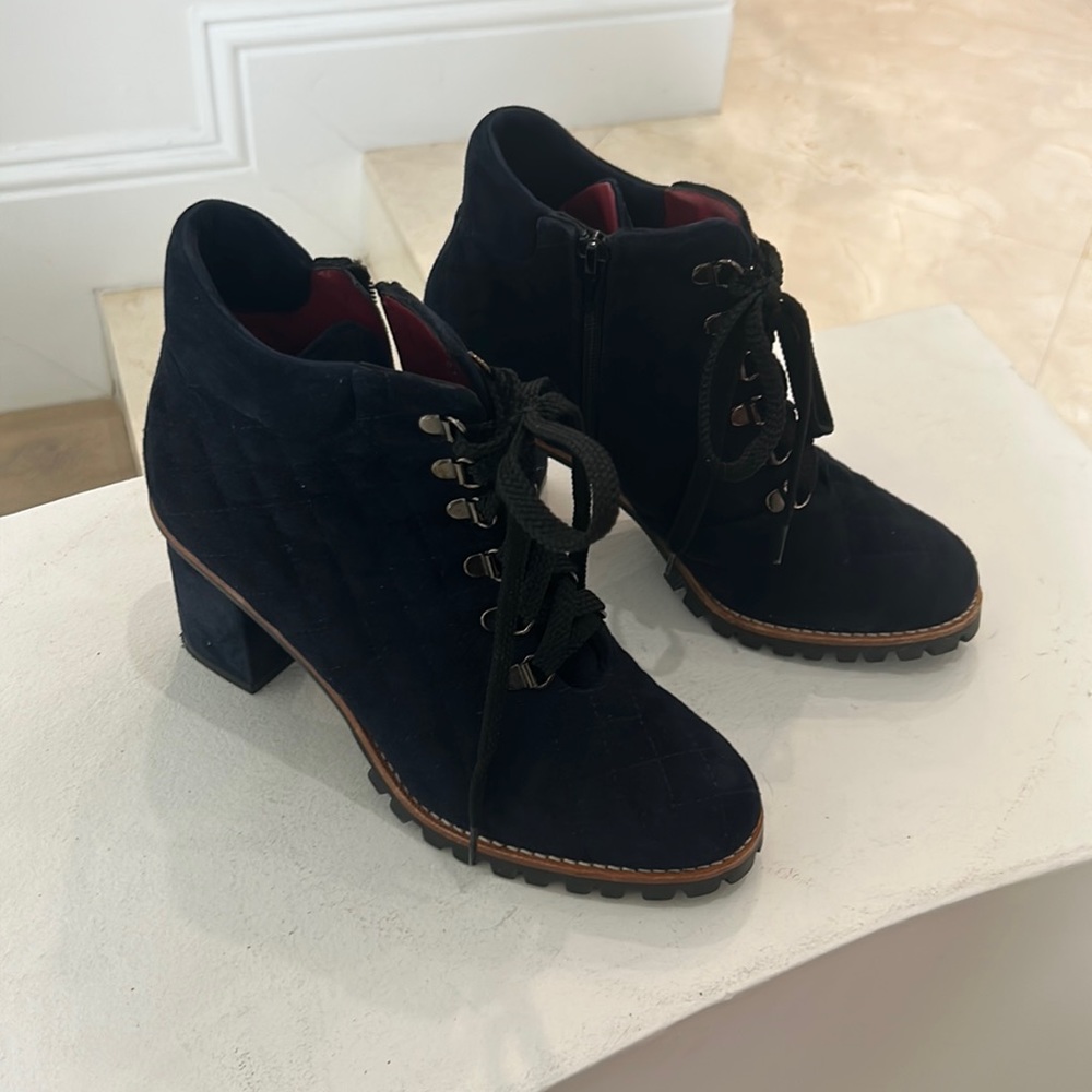 Navy blue lace up boots